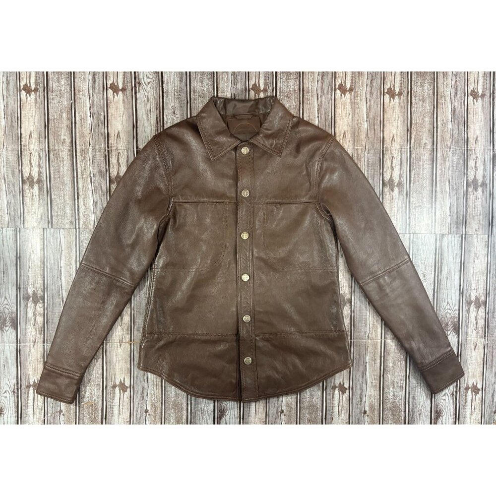 Teflar x Wilson Leather capsule leather Jacket shirt size XS color Brown NWOT